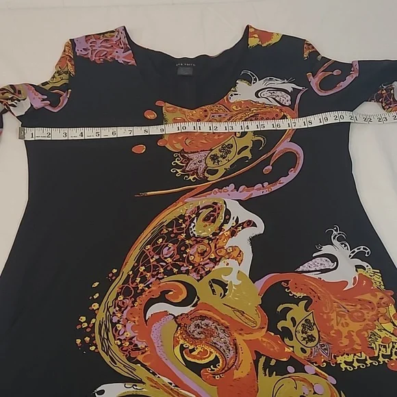 Eva Varro Stretch Artistic Design Multi Color Dress Sz XL -V Neck - Picture 10 of 11